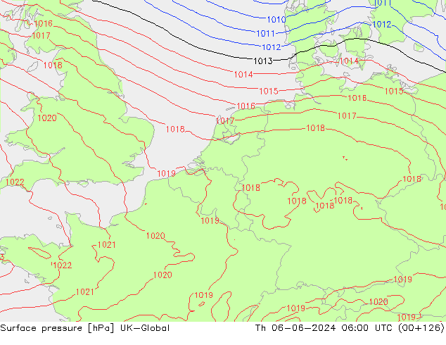 приземное давление UK-Global чт 06.06.2024 06 UTC