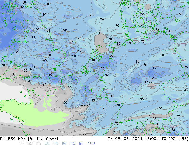 RH 850 hPa UK-Global gio 06.06.2024 18 UTC