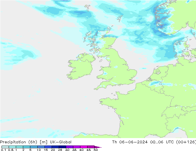 Precipitación (6h) UK-Global jue 06.06.2024 06 UTC