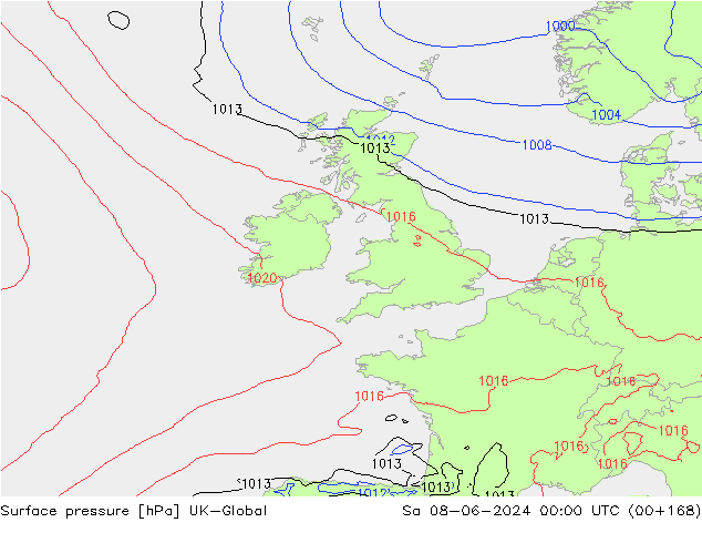 приземное давление UK-Global сб 08.06.2024 00 UTC