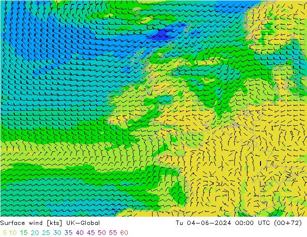 wiatr 10 m UK-Global wto. 04.06.2024 00 UTC