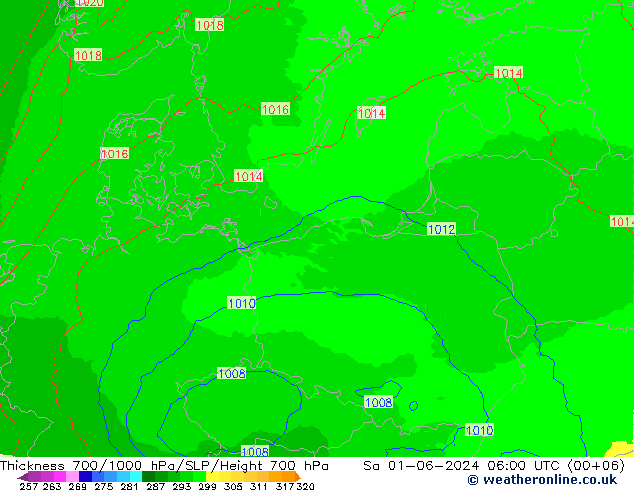 Thck 700-1000 hPa UK-Global Sa 01.06.2024 06 UTC
