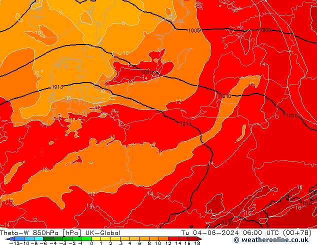 Theta-W 850hPa UK-Global wto. 04.06.2024 06 UTC