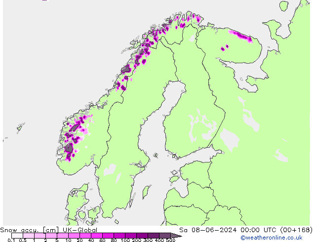 Snow accu. UK-Global sam 08.06.2024 00 UTC