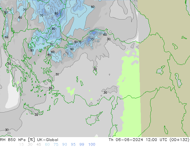 RH 850 hPa UK-Global  06.06.2024 12 UTC