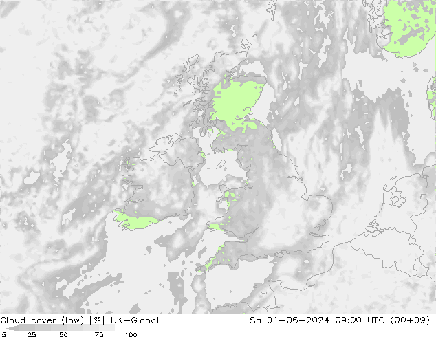 nízká oblaka UK-Global So 01.06.2024 09 UTC