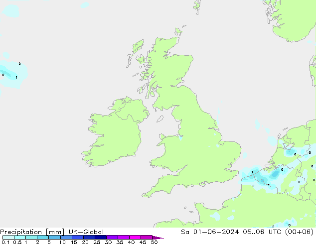 Precipitazione UK-Global sab 01.06.2024 06 UTC