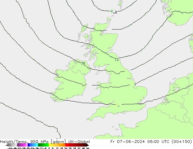 Height/Temp. 950 hPa UK-Global  07.06.2024 06 UTC