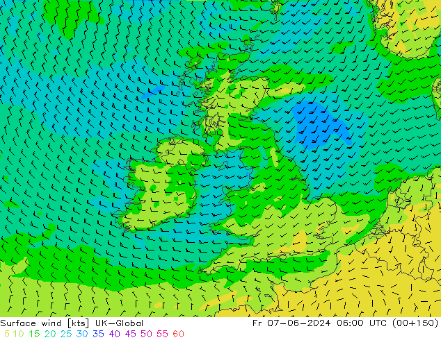 Surface wind UK-Global Fr 07.06.2024 06 UTC