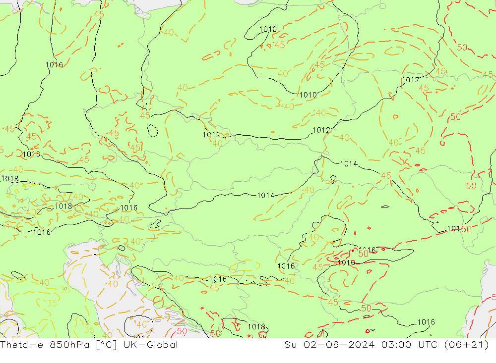 Theta-e 850hPa UK-Global Dom 02.06.2024 03 UTC