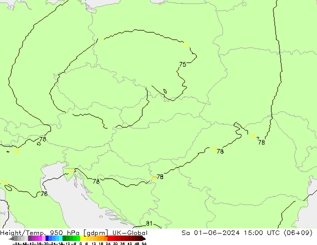 Height/Temp. 950 hPa UK-Global Sa 01.06.2024 15 UTC