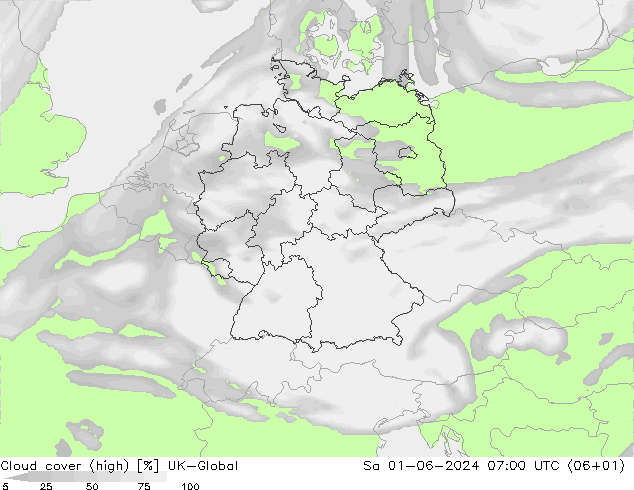 Nuages (élevé) UK-Global sam 01.06.2024 07 UTC