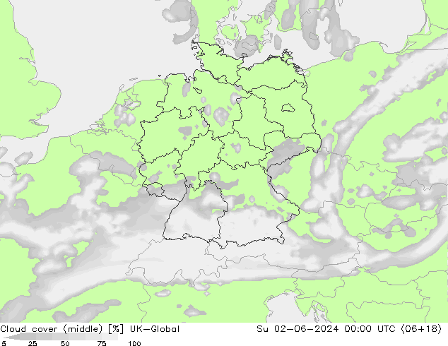 Cloud cover (middle) UK-Global Su 02.06.2024 00 UTC