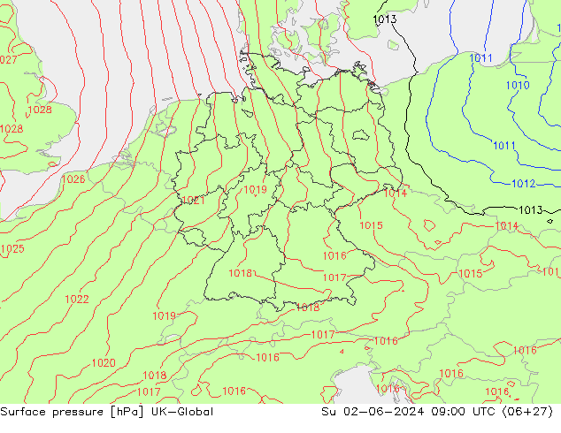 приземное давление UK-Global Вс 02.06.2024 09 UTC