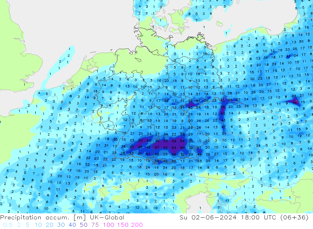 Precipitation accum. UK-Global dom 02.06.2024 18 UTC