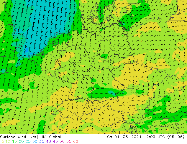 Surface wind UK-Global Sa 01.06.2024 12 UTC