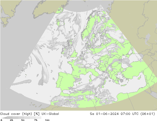 Cloud cover (high) UK-Global Sa 01.06.2024 07 UTC