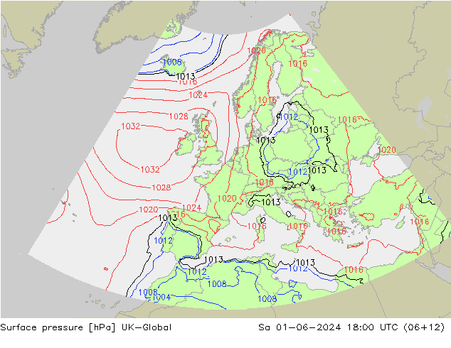 地面气压 UK-Global 星期六 01.06.2024 18 UTC