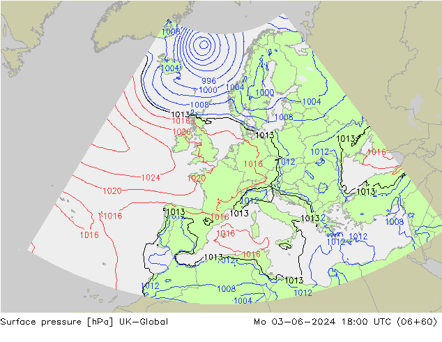 Surface pressure UK-Global Mo 03.06.2024 18 UTC