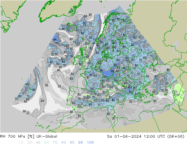 RH 700 hPa UK-Global Sa 01.06.2024 12 UTC