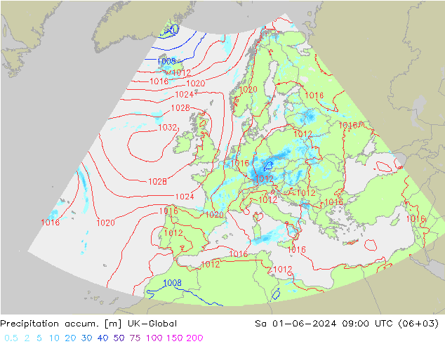 Toplam Yağış UK-Global Cts 01.06.2024 09 UTC