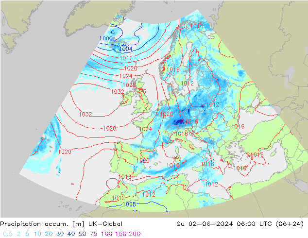 Precipitation accum. UK-Global Su 02.06.2024 06 UTC