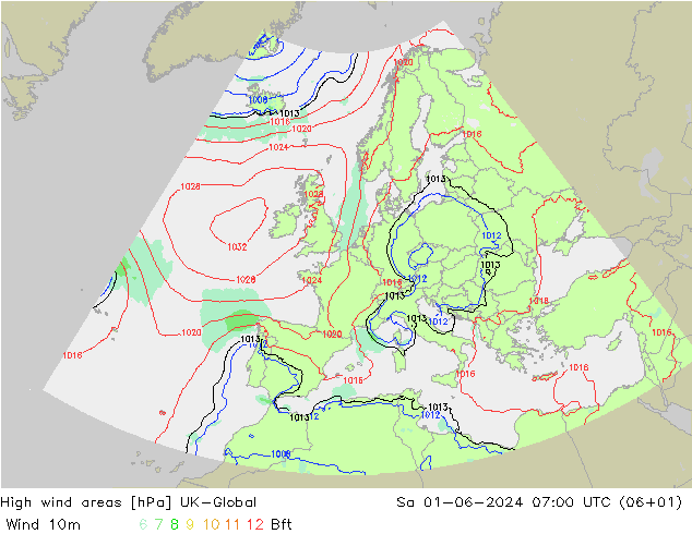 High wind areas UK-Global So 01.06.2024 07 UTC