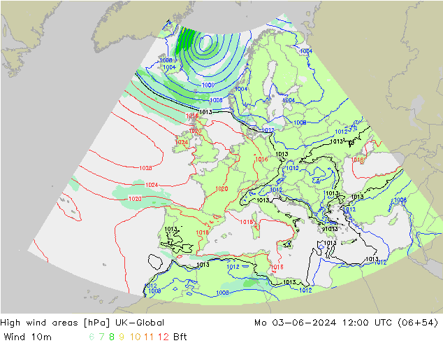 High wind areas UK-Global пн 03.06.2024 12 UTC