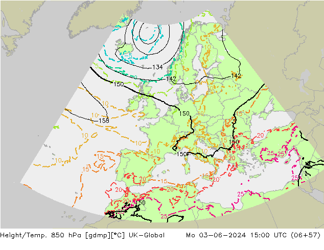 Yükseklik/Sıc. 850 hPa UK-Global Pzt 03.06.2024 15 UTC