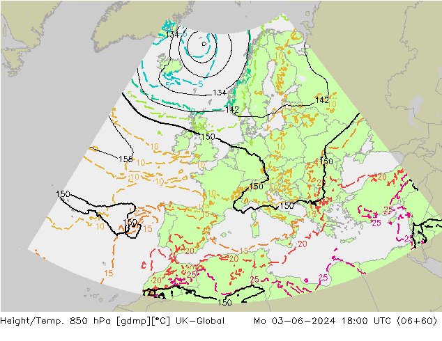 Height/Temp. 850 hPa UK-Global  03.06.2024 18 UTC