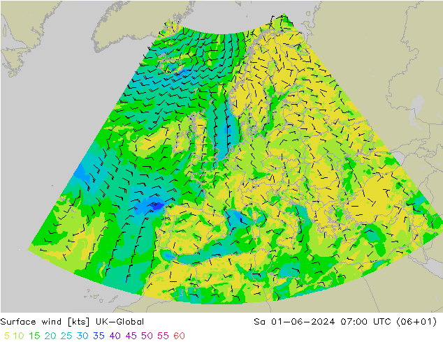 Surface wind UK-Global Sa 01.06.2024 07 UTC