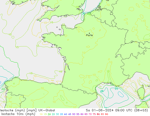 Isotachs (mph) UK-Global Sáb 01.06.2024 09 UTC