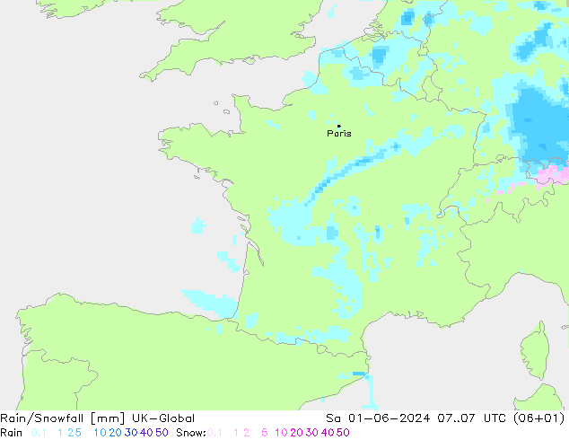 Rain/Snowfall UK-Global Cts 01.06.2024 07 UTC