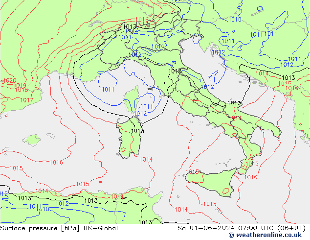 Surface pressure UK-Global Sa 01.06.2024 07 UTC