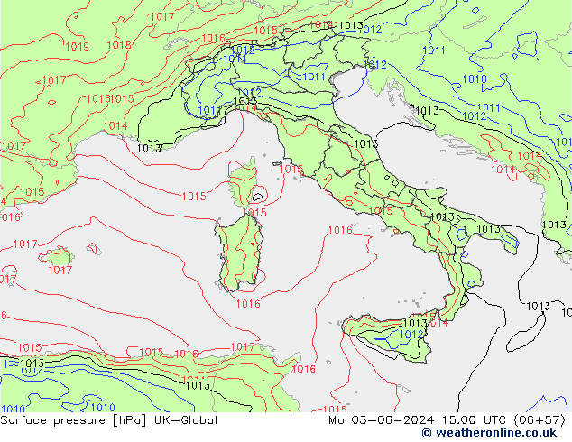 приземное давление UK-Global пн 03.06.2024 15 UTC