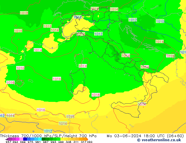 Thck 700-1000 hPa UK-Global lun 03.06.2024 18 UTC
