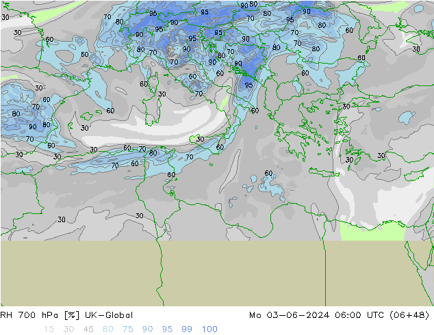 RH 700 hPa UK-Global  03.06.2024 06 UTC