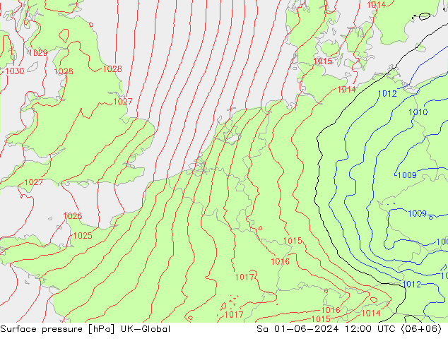 pressão do solo UK-Global Sáb 01.06.2024 12 UTC