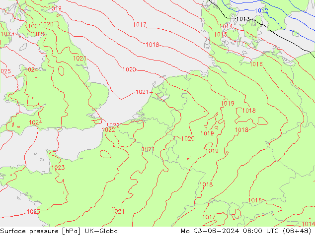 Luchtdruk (Grond) UK-Global ma 03.06.2024 06 UTC