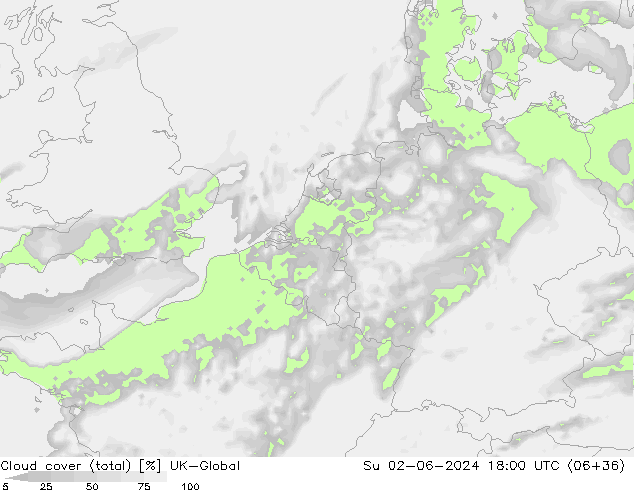 Bewolking (Totaal) UK-Global zo 02.06.2024 18 UTC