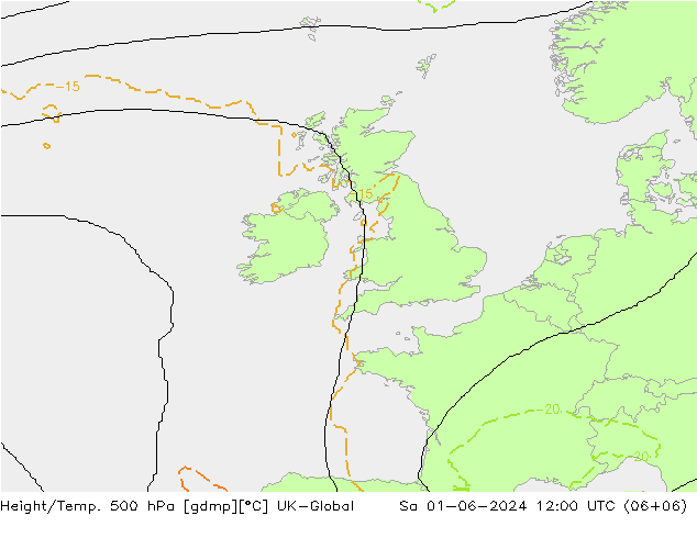 Height/Temp. 500 hPa UK-Global sab 01.06.2024 12 UTC