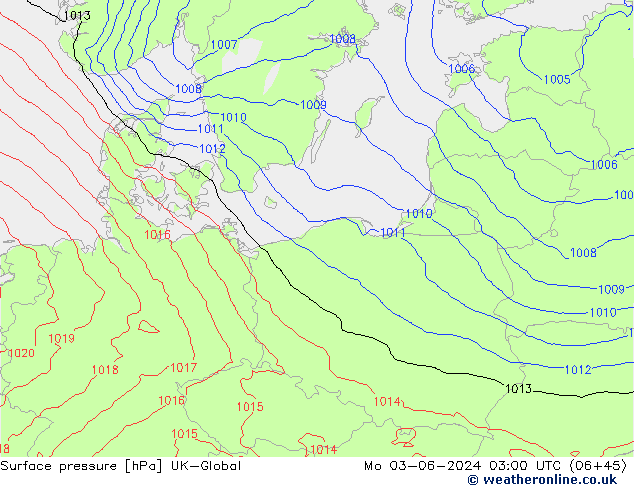 приземное давление UK-Global пн 03.06.2024 03 UTC