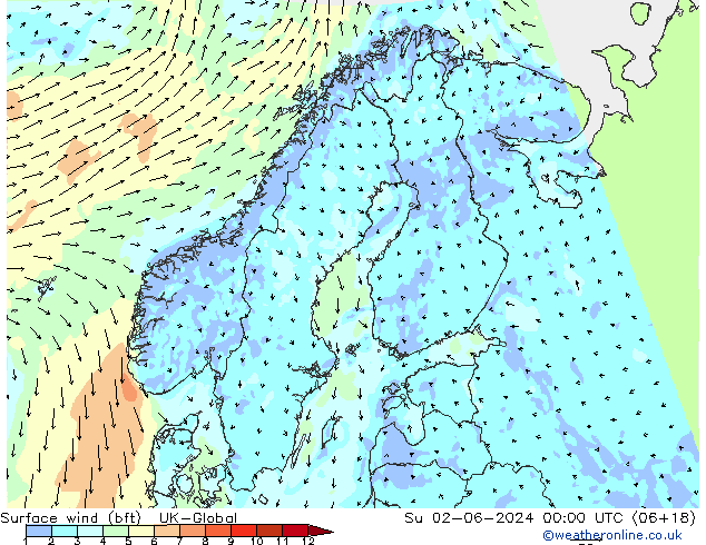 Bodenwind (bft) UK-Global So 02.06.2024 00 UTC