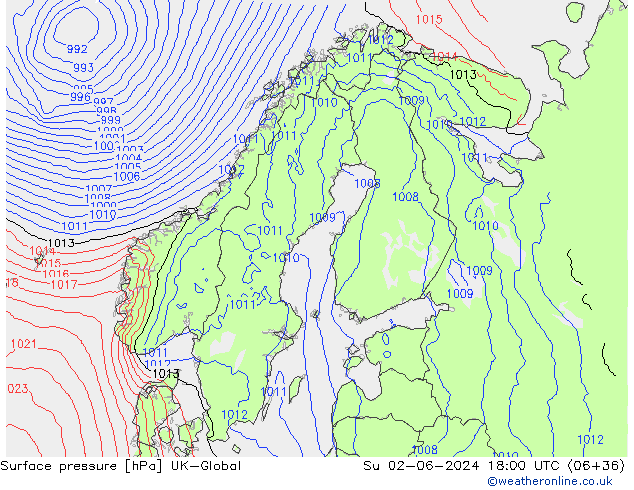 Surface pressure UK-Global Su 02.06.2024 18 UTC