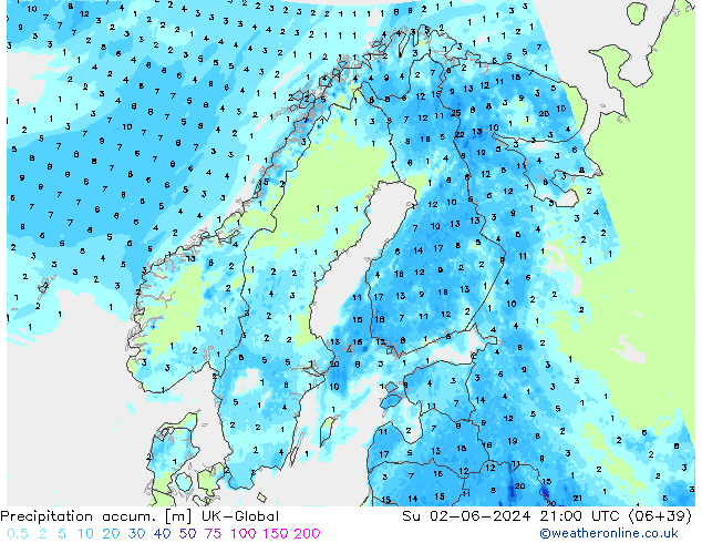 Precipitation accum. UK-Global  02.06.2024 21 UTC