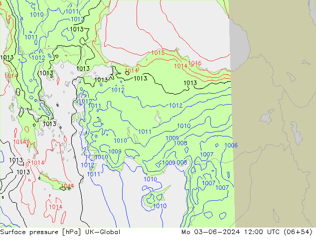 pressão do solo UK-Global Seg 03.06.2024 12 UTC