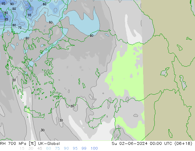 RH 700 hPa UK-Global nie. 02.06.2024 00 UTC