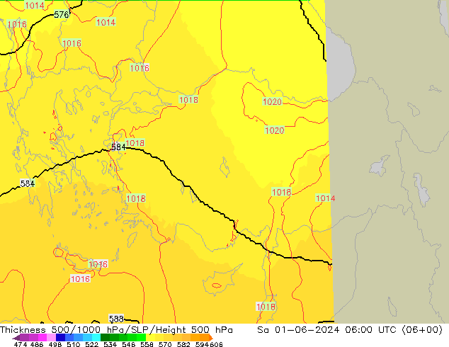 Thck 500-1000hPa UK-Global sab 01.06.2024 06 UTC