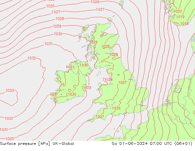 Surface pressure UK-Global Sa 01.06.2024 07 UTC