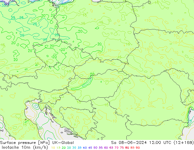 Isotachs (kph) UK-Global Sa 08.06.2024 12 UTC